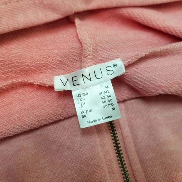 Venus Bubblegum Pink Hooded Sweatshirt Long Sleeve Full Zip Front Dress * Medium - Picture 5 of 5